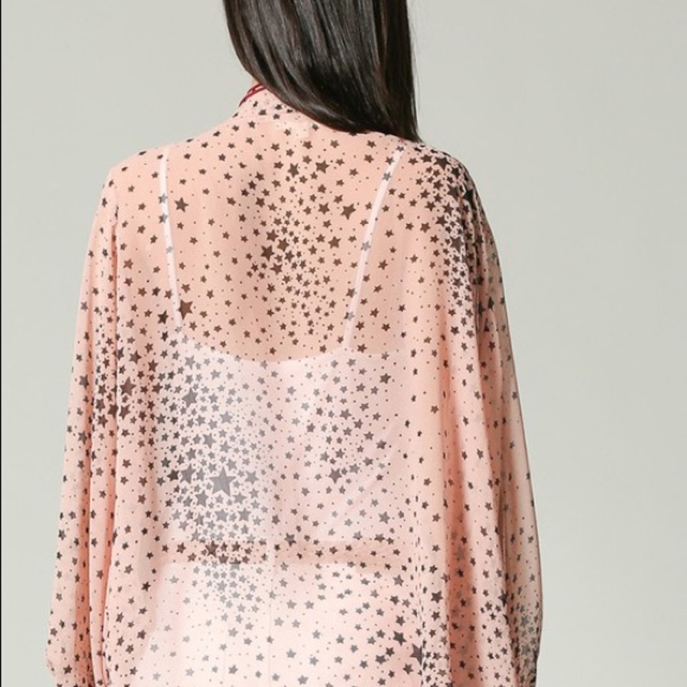 Sheer Star Print Kimono - Picture 4 of 8